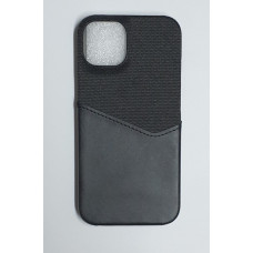 Fabric/Leather Card Case Black